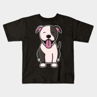 Cute Black And White Pitbull Kids T-Shirt